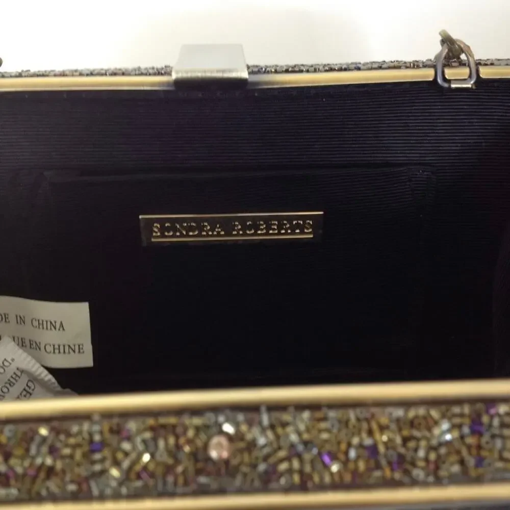 Sondra Roberts Bag Metallic Gold Clutch Crossbody Chain Clutch Purse